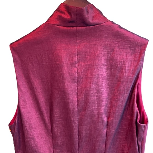 Frank Lyman Taffeta Zip-Front Dress, Burgundy, size 0 - Picture 10 of 16